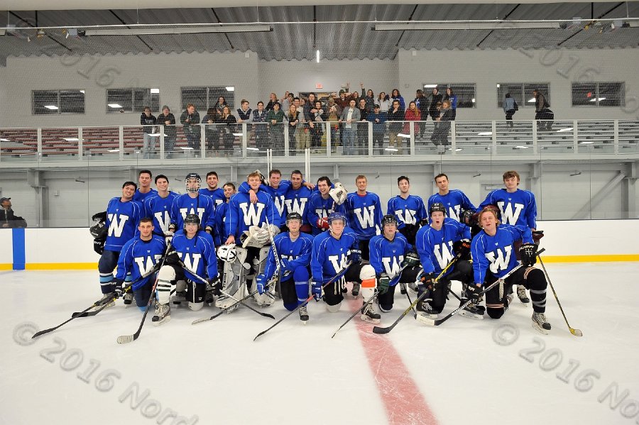 Wheaton College Men\'s Ice Hockey vs Middlesex Community College. - Photo By: KEITH NORDSTROM